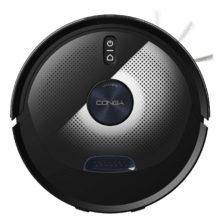 Conga M90 Dark Robot aspirapolvere. Intelligenza artificiale e navigazione laser. Motore di aspirazione di 25000 Pa. Fino a 240 minuti di autonomia in modalità Eco. Spazzola in silicone, ideale per case con animali domestici. Compatibile con reti Wi-Fi da 2,4 GHz e Bluetooth.