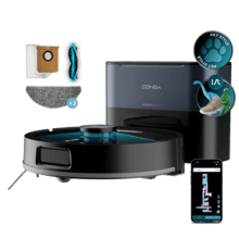Conga Y60 Pro Saugroboter mit automatischer Staubbehälterentleerung. Lasernavigation. 13.000 Pa Saugleistung. Bis zu 200 Minuten Laufzeit im Eco-Modus. Multifunktionsbürste für alle Oberflächen. 3-Liter-Staubbeutel. Bluetooth- und WLAN-kompatibel (2,4 GHz).