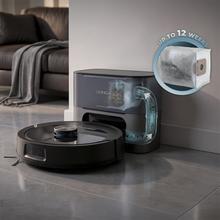 Conga Y60 Dark Robot aspirador con base de autovaciado del polvo. Navegación láser. 13000 Pa de succión del motor. Autonomía de hasta 200 minutos en modo Eco. Cepillo multifunción apto para todo tipo de superficies. Bolsa de polvo de 3 L. Compatible con Bluetooth y WiFi para redes 2,4 GHz.