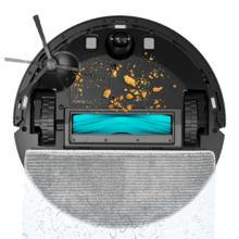 Conga Y90 Dark Robô aspirador com base de esvaziamento automático. Inteligência artificial e navegação a laser. 25000 Pa de sucção do motor. Autonomia de até 240 minutos no modo Eco. Escova de silicone, ideal para casas com animais de estimação. Saco para o pó de 3 L. Compatível com Bluetooth e WiFi para redes de 2,4 GHz.