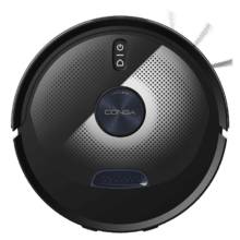 Conga Y90 Dark Robô aspirador com base de esvaziamento automático. Inteligência artificial e navegação a laser. 25000 Pa de sucção do motor. Autonomia de até 240 minutos no modo Eco. Escova de silicone, ideal para casas com animais de estimação. Saco para o pó de 3 L. Compatível com Bluetooth e WiFi para redes de 2,4 GHz.