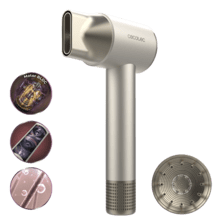 DryGlam 2in1 Sensor Champagne: Secador de pelo con Tecnología Sensor Inteligente, Motor Brushless, 1400W, 110.000rpm, Iones, Concentrador y Difusor