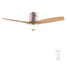 EnergySilence Aero 5600 Classic Gold&LightWood Ventilador de techo de 40 W y 52” con mando a distancia, luz, 6 velocidades, 3 aspas, modo winter-summer y temporizador de hasta 8 horas.