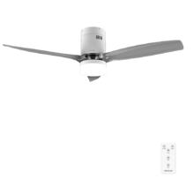 EnergySilence Aero 5650 White&Transparent Ventilador de techo de 40 W y 52” con mando a distancia, mando a distancia, 6 velocidades, 3 aspas, modo winter-summer y temporizador de hasta 8 horas.