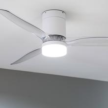 EnergySilence Aero 5650 White&Transparent Ventilador de techo de 40 W y 52” con mando a distancia, mando a distancia, 6 velocidades, 3 aspas, modo winter-summer y temporizador de hasta 8 horas.