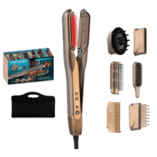 AirLisse 6in1 iTwerk Champagne: Plancha de aire con Tecnología infrarrojos, Placas vibratorias, 3 modos de uso, Plasma, 6 accesorios