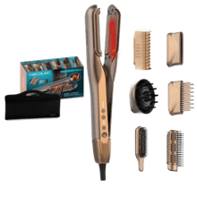 AirLisse 6in1 iTwerk Champagne: Plancha de aire con Tecnología infrarrojos, Placas vibratorias, 3 modos de uso, Plasma, 6 accesorios