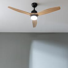 EnergySilence Aero 5230 Black&LightWood Ventilador de techo de 40 W y 52" con motor DC, mando a distancia, luz LED doble altura, temporizador, modo winter-summer.