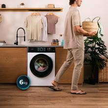 Bolero DressCode 6110 Inverter Max Lave-linge d'une capacité de 6 kg, 1200 tr/min, 11 programmes, classe A-10%, moteur Inverter Plus, Steam Max, nettoyage du tambour, programme rapide 15 min, départ différé et sécurité enfants.