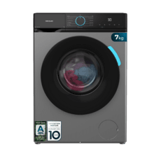 Bolero DressCode 7160 Inverter  Steel A Lavadora color steel de 7 kg de capacidad y 1200 rpm, 11 programas, Clase A-10%, Motor Inverter Plus, Steam Max, Drum Clean, Programa rápido 15', Delay Start, KidLock y panel de control con display LED.