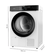 Bolero DressCode Dry 8180 Secadora bomba de calor blanca con capacidad de 8kg, clase E (Equivalente a la antigua clase A++), 15 programas con secado automático y funciones Spa Care, Antiarrugas, 3 niveles de intensidad de secado, luz interior, Delay Start, Stop&Go, KidLock y accesorio para zapatos