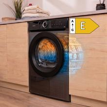 Bolero DressCode Dry 9180 SteelAsciugatrice a pompa di calore steel con capacità di 9 kg, classe E (equivalente alla precedente classe A++), 15 programmi con asciugatura automatica e funzioni Spa Care, Anti-pieghe, 3 livelli di intensità di asciugatura, luce interna, Delay Start, Stop&Go, KidLock e accessorio per scarpe.