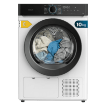Bolero DressCode Dry 10180 Secadora bomba de calor blanca con capacidad de 10kg, clase E (Equivalente a la antigua clase A++), 15 programas con secado automático y funciones Spa Care, Antiarrugas, 3 niveles de intensidad de secado, luz interior, Delay Start, Stop&Go, KidLock y accesorio para zapatos