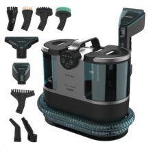 Conga 7000 Carpet&Spot Clean Steam XXL Pro Limpiatapicerías con 1700 W de potencia. Uso de vapor para desincrustar mejor la suciedad. Depósito de agua limpia de 1600 ml y de agua sucia de 950 ml. Radio de acción de 9 metros. 15 accesorios.