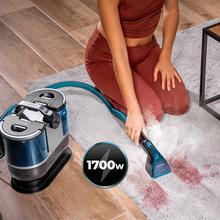 Conga 7000 Carpet&Spot Clean Steam XXL Pro Limpiatapicerías con 1700 W de potencia. Uso de vapor para desincrustar mejor la suciedad. Depósito de agua limpia de 1600 ml y de agua sucia de 950 ml. Radio de acción de 9 metros. 15 accesorios.