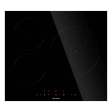 Bolero Squad I 3000 Eco Placa de inducción de 60 cm con 3 zonas, potencia total 6,6 kW, Touch Control con display rojo, 9 niveles de potencia, 1 zona Ø280 mm (2400/3000 W), 1 zona Ø180 mm (1800/2000 W), 1 zona Ø160 mm (1200/1600 W), temporizador individual 99 min con recordatorio, autoapagado de seguridad, indicador de calor residual y Child Lock.