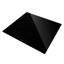 Bolero Squad I 3000 Eco Placa de inducción de 60 cm con 3 zonas, potencia total 6,6 kW, Touch Control con display rojo, 9 niveles de potencia, 1 zona Ø280 mm (2400/3000 W), 1 zona Ø180 mm (1800/2000 W), 1 zona Ø160 mm (1200/1600 W), temporizador individual 99 min con recordatorio, autoapagado de seguridad, indicador de calor residual y Child Lock.