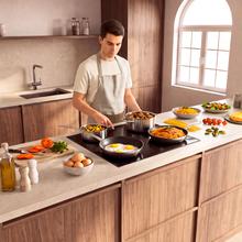 Bolero Squad I 4000 Eco 60cm Induktionskochfeld mit 4 Zonen, Gesamtleistung 7,2kW, Touch-Bedienung mit rotem Display, 9 Leistungsstufen, 2 Zonen Ø180mm (1800/2000W), 2 Zonen Ø160mm (1200/1600W), 99min individueller Timer mit Erinnerungsfunktion, Sicherheitsabschaltung, Restwärmeanzeige und Kindersicherung.