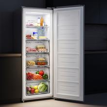 Bolero CoolMarket UF 206 Dual Inox D - Congelador Vertical con Funcion Congelador/Frigorífico Dual Function 206L, No Frost, Cajones XL (24 cm), Puerta Reversible, Luz LED, Alarma y Sistema de Frío Uniforme