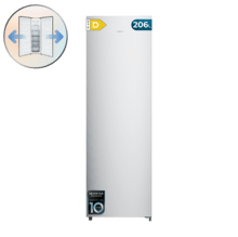 Bolero CoolMarket UF 206 Dual Inox D - Congelador Vertical con Funcion Congelador/Frigorífico Dual Function 206L, No Frost, Cajones XL (24 cm), Puerta Reversible, Luz LED, Alarma y Sistema de Frío Uniforme