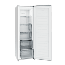 Bolero CoolMarket UF 206 Dual Inox D - Congelador Vertical con Funcion Congelador/Frigorífico Dual Function 206L, No Frost, Cajones XL (24 cm), Puerta Reversible, Luz LED, Alarma y Sistema de Frío Uniforme