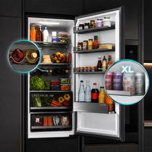 Bolero CoolMarket Combi FD 450 Black Glass D. Frigorífico Combi, MAX INSIDE con VIP Tech, Cool Matrix, Fresh Flex (cajón variable 6 temperaturas con control de humedad), Total NoFrost, Compresor Inverter Plus, Multi AirFlow, 450 L, 201×59,5×68 cm, funciones Fast Cooling y Fast Freezing, Modo Smart, Green HUB XL, Display exterior, Botellero, Bandejas de cristal y Clase energética D