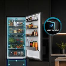 Bolero CoolMarket Combi FD 450 Black Glass D. Frigorífico Combi, MAX INSIDE con VIP Tech, Cool Matrix, Fresh Flex (cajón variable 6 temperaturas con control de humedad), Total NoFrost, Compresor Inverter Plus, Multi AirFlow, 450 L, 201×59,5×68 cm, funciones Fast Cooling y Fast Freezing, Modo Smart, Green HUB XL, Display exterior, Botellero, Bandejas de cristal y Clase energética D