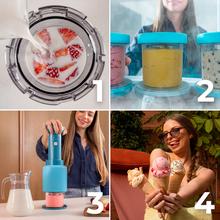 Gelatec EasyMove Heladera de mano con 5 programas. Mezcla vertical para textura cremosa y manejo intuitivo. Helados, sorbetes y bebidas heladas en 3 pasos.