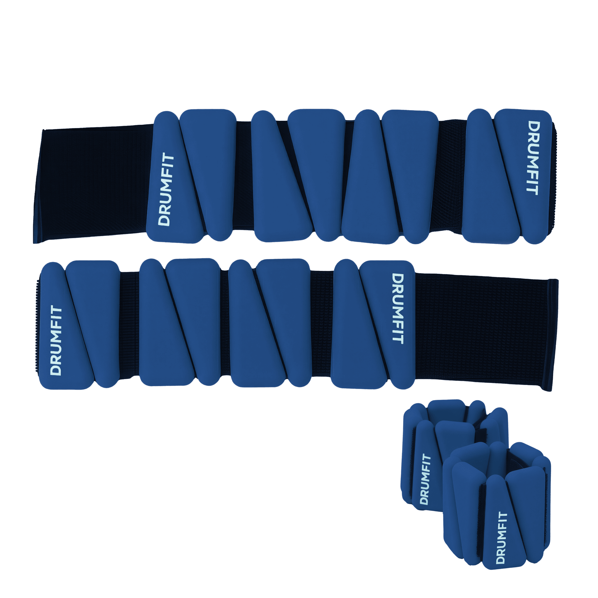 DrumFit AnkelBell SILICONE 1 kg x2: pesos de tornozelo/lastros de metal revestido a silicone, resistentes à água e ao suor. São vendidos em par e oferecem resistência progressiva para braços e pernas, com um ajuste confortável que permite treinar força, cardio e tonificação com total liberdade de movimentos.