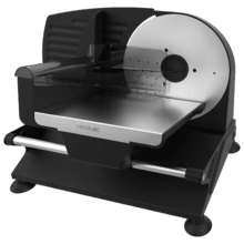 Rock'nCut Shuriken Steel ProBlades Fatiador de carne 200W em aço inoxidável. Lâminas lisas e serrilhadas em aço inoxidável de Solingen, Alemanha. Disco de 190 mm com ajuste variável de 0 a 15 mm. Disco removível QuickOut.