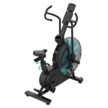 Drumfit WOD Rider Ultimate bicicleta de aire de alto rendimiento con ventilador de 679,5 mm que ofrece resistencia progresiva, pedaleo bidireccional, doble correa suave y silenciosa, pantalla LCD y conectividad.  Rendimiento para usuarios de hasta 150 kg con y ruedas de transporte.