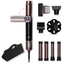 AirGlisse 8in1 Flex Black Brosse soufflante avec 8 accessoires, fonction Flex, écran numérique