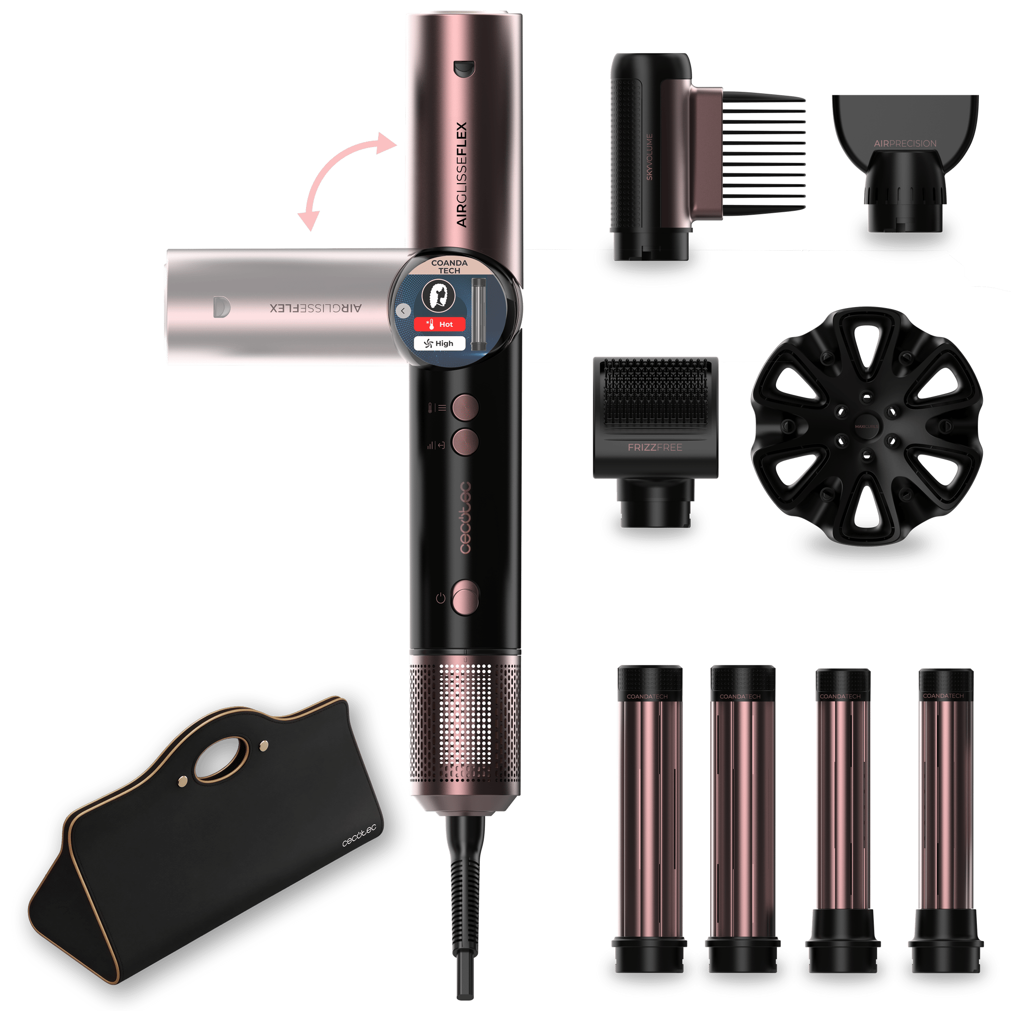 AirGlisse 8in1 Flex Black | 8 acessórios | Função flex | Ecrã digital