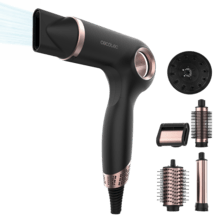 DryGlam Waves 6in1 Sensor Black Brushless-Haartrockner mit Abstandssensor-Technologie, Ionenfunktion, 6 Zubehörteile, dreifacher Hitzeschutz, 1400 W, 110.000 U/min.