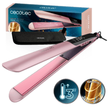 Lisse Keratin Essence Cotton Candy Piastra per capelli con funzione HeatMax, 130-230 °C, rivestimento in ceramica con cheratina e olio di argan, custodia da viaggio inclusa