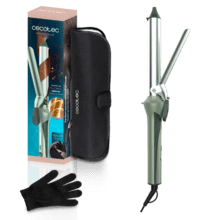 SurfCare CurlClip Olive: Rizador de Pelo con Pinza de 25 mm, Revestimiento de Cerámica con Queratina y Aceite de Argán, Calentamiento rápido, 5 Temperaturas, Apagado Automático, Guante y Bolsa de Termorresistente, Cable Giratorio