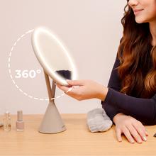 FaceCare Mirror: Espejo de Maquillaje recargable con Aumento 10x, Luz LED, Posición ajustable.