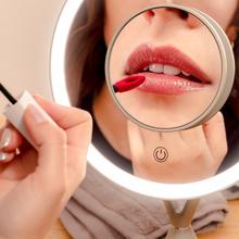 FaceCare Mirror: Espejo de Maquillaje recargable con Aumento 10x, Luz LED, Posición ajustable.