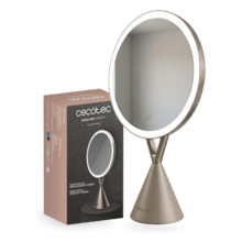 FaceCare Mirror: Espejo de Maquillaje recargable con Aumento 10x, Luz LED, Posición ajustable.