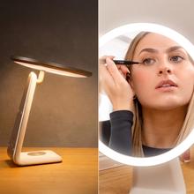 FaceCare Mirror Design: Espejo de Maquillaje recargable, Función de Lámpara, 3 intensidades de Luz