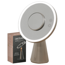 FaceCare Mirror&Sound: con triple función como Espejo recargable, Lámpara y Altavoz, Accesorio aumento 10x.