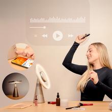 FaceCare Mirror&Sound: con triple función como Espejo recargable, Lámpara y Altavoz, Accesorio aumento 10x.