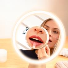 FaceCare Mirror&Sound: con triple función como Espejo recargable, Lámpara y Altavoz, Accesorio aumento 10x.