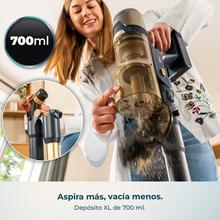 Conga Rockstar RS80 Pet Flex Detect Aspirador vertical con 600 W de potencia y 200 AW de potencia de succión. Cepillo antienredos Hairless. Autonomía de hasta 65 minutos en modo Eco y aspirador de mano. Cepillo de mascotas. Tubo flexible.