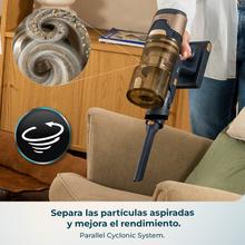 Conga Rockstar RS80 Pet Flex Detect Aspirador vertical con 600 W de potencia y 200 AW de potencia de succión. Cepillo antienredos Hairless. Autonomía de hasta 65 minutos en modo Eco y aspirador de mano. Cepillo de mascotas. Tubo flexible.