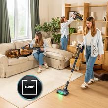 Conga Rockstar RS80 Pet Flex Detect Aspirador vertical con 600 W de potencia y 200 AW de potencia de succión. Cepillo antienredos Hairless. Autonomía de hasta 65 minutos en modo Eco y aspirador de mano. Cepillo de mascotas. Tubo flexible.