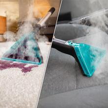 Conga CarpetClean 30000 Steam Limpiatapicerías con 2200 W de potencia. Uso de vapor y agua caliente para desincrustar mejor la suciedad. Depósito de agua limpia de 2500 ml y de agua sucia de 1700 ml. Radio de acción de 8 metros. Ruedas y diseño con tubos.