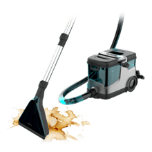 Conga CarpetClean 30000 Steam Limpiatapicerías con 2200 W de potencia. Uso de vapor y agua caliente para desincrustar mejor la suciedad. Depósito de agua limpia de 2500 ml y de agua sucia de 1700 ml. Radio de acción de 8 metros. Ruedas y diseño con tubos.