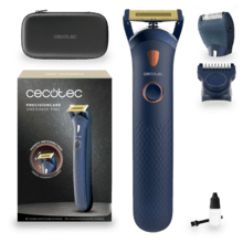 Pro PrecisionCare OneShave Pro: Máquina de afeitar con Cuchillas de Acero Inoxidable y Titanio, Cabezal magnético y flexible, IPX7, Luz LED, 1 peine ajustable, 1 cabezal laminal, Estuche