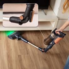 Conga Rockstar S50 Flex Aspirador vertical con 340 W de potencia y 135 AW de potencia de succión. 22 kPa. Cepillo antienredos Hairless XXL. Autonomía de hasta 45 minutos en modo Eco y aspirador de mano. Luz LED verde. Tubo flexible.